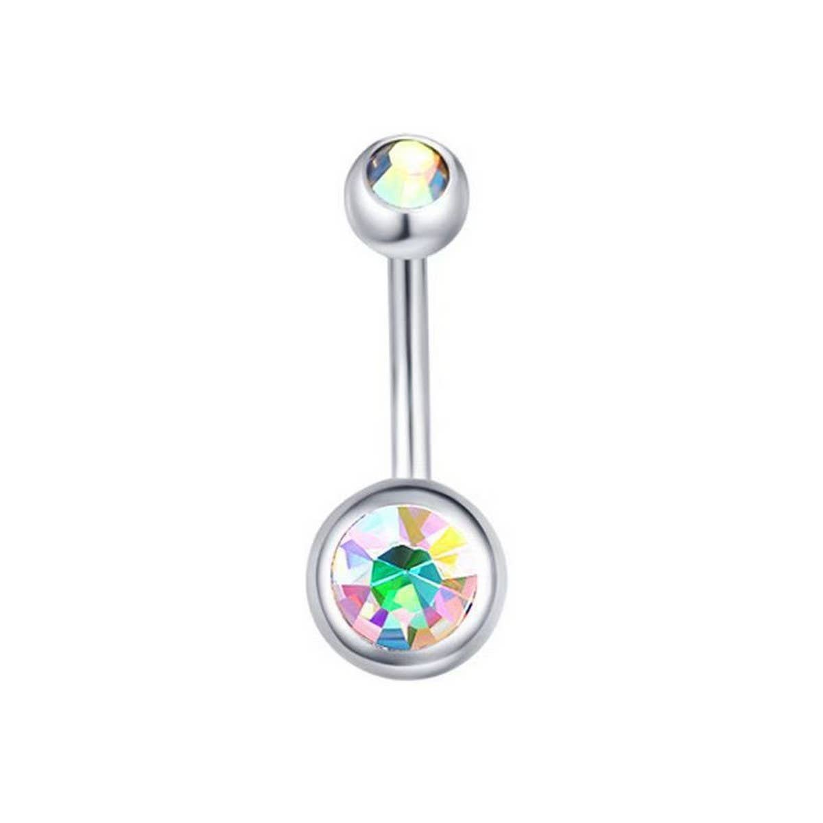 Double Gem Belly Button Ring ? Stainless Steel