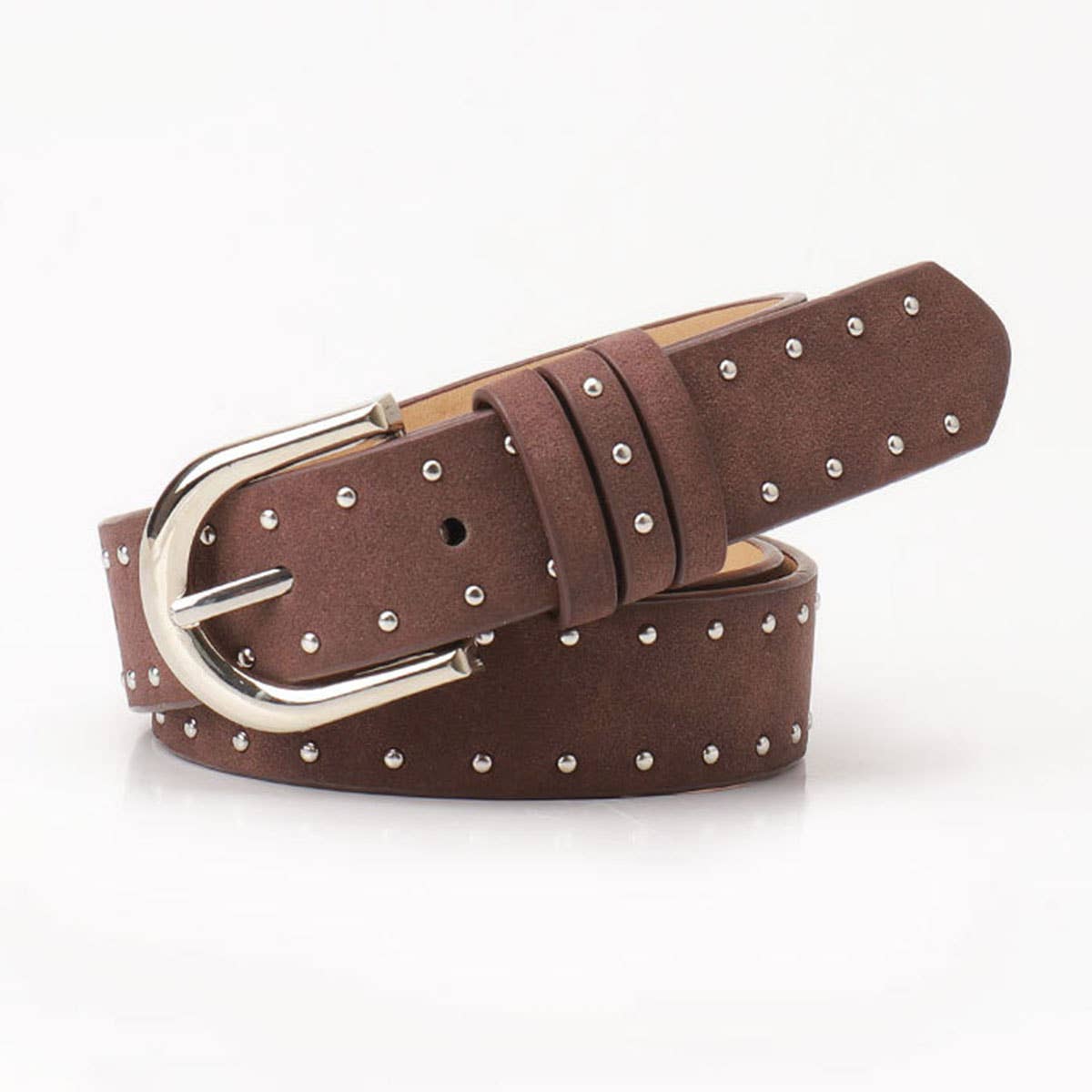 Pressed bead cowboy style suede buckle belt