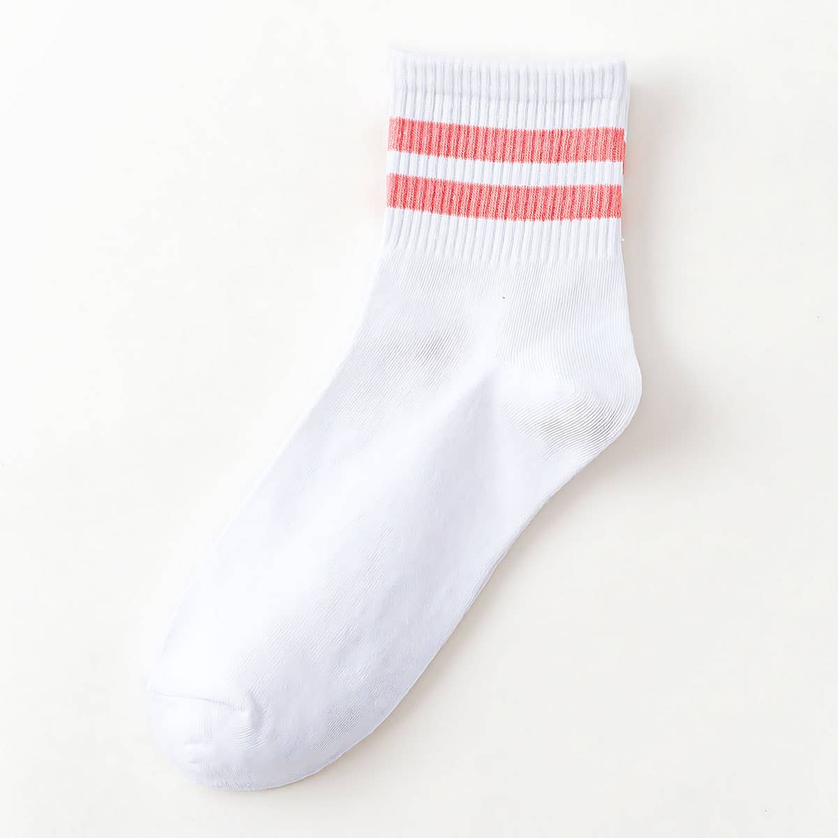 2-Stripe Cotton Mid Socks for Women, Wholesale_CWMS070