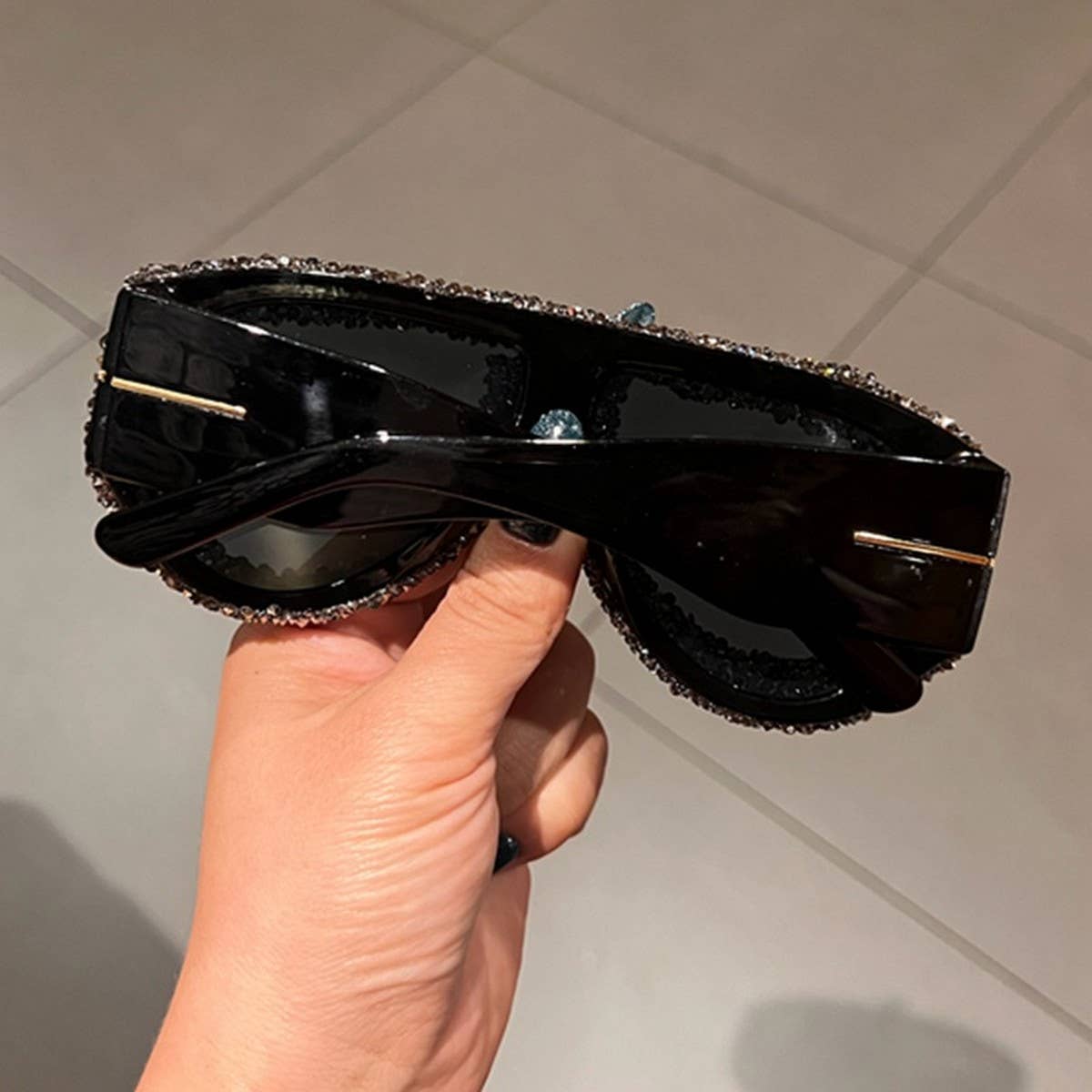 T-FRAME DIAMOND-STUDDED SUNGLASSES