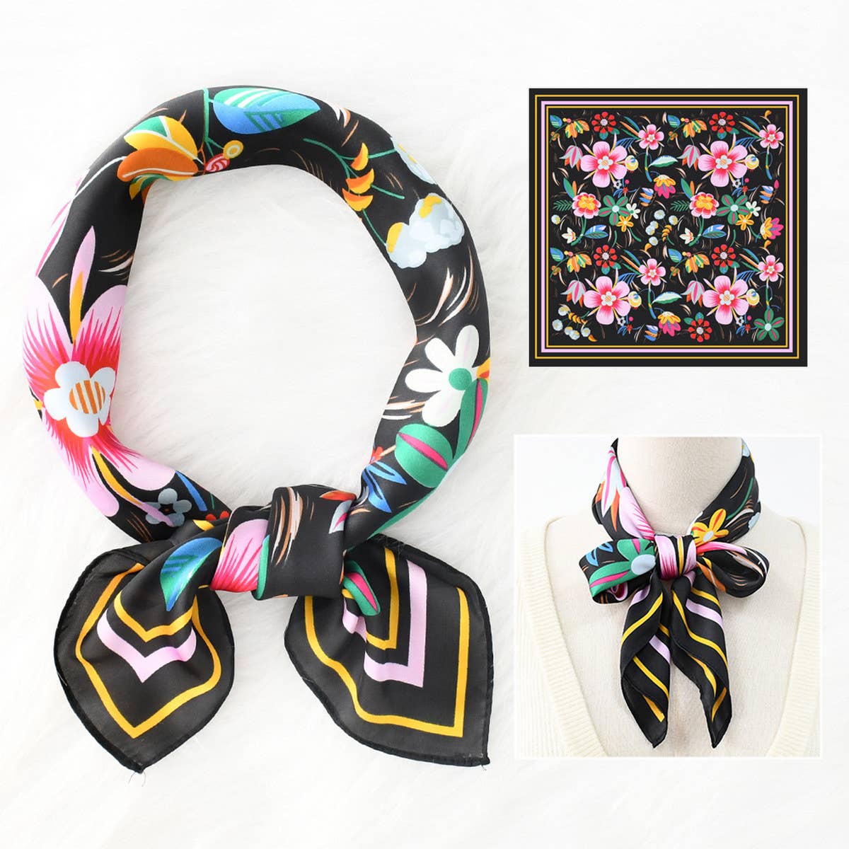 Floral Print  Scarf ? Vintage Neck & Head Wrap