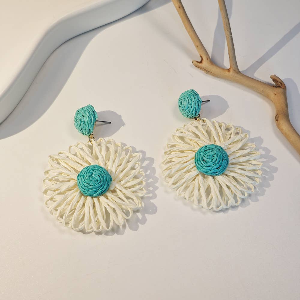 Bohemian vacation woven Raffia grass earrings