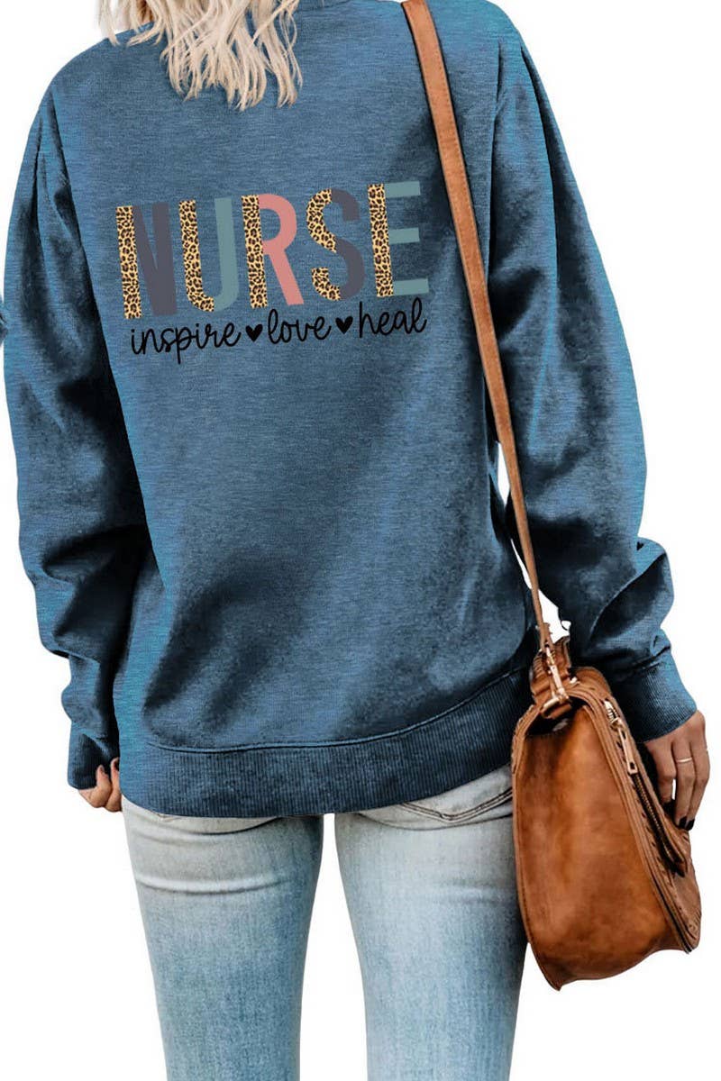 WOMEN NURSE PRINTING RIBBED OVERSIZED PULLOVER_CWTSTL0459