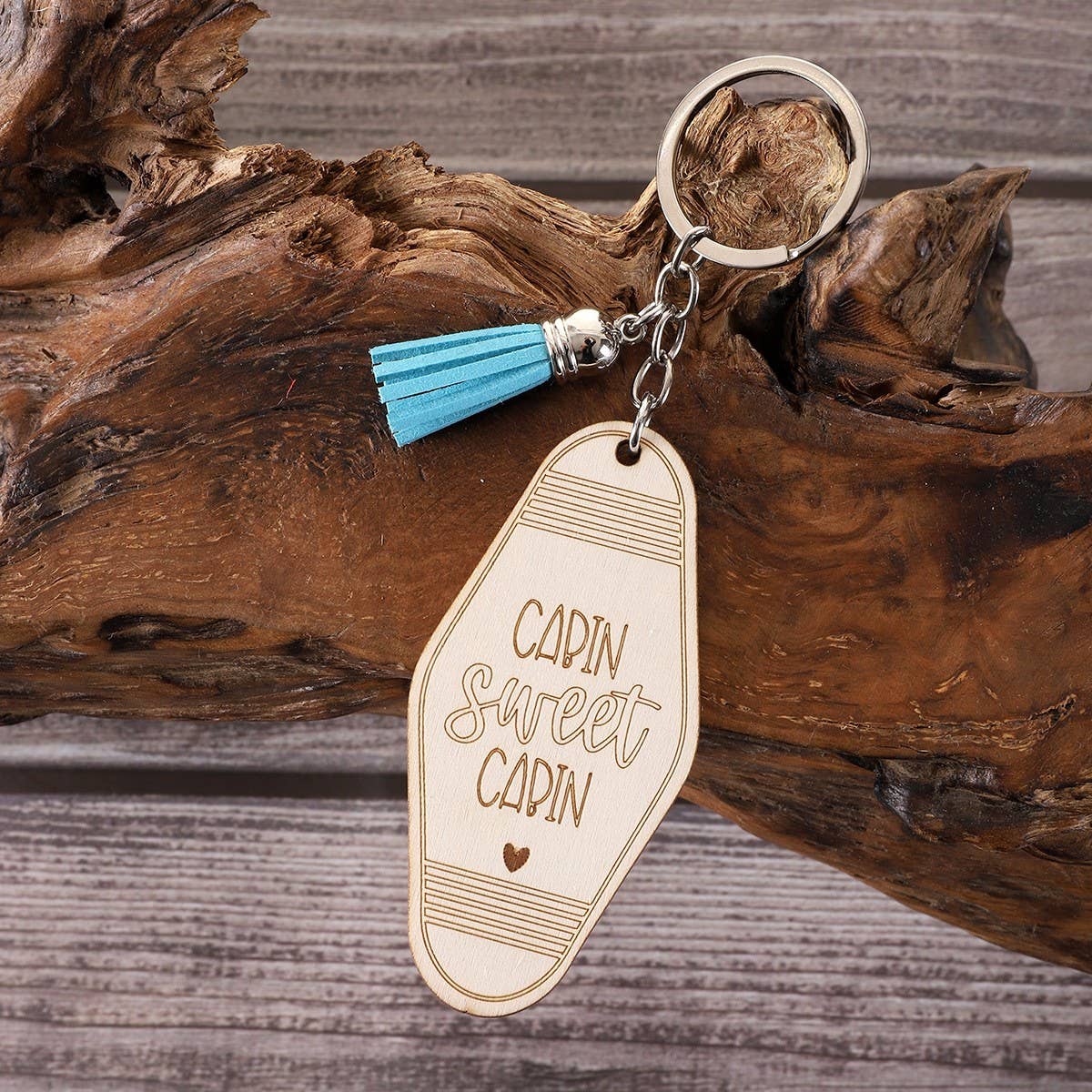 LETTER ENGRAVED WOODEN KEYCHAIN