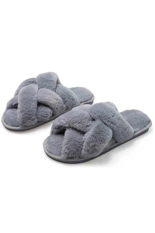 CROSS STRAP HOUSE SHOES COZY COMFY INDOOR SLIPPERS