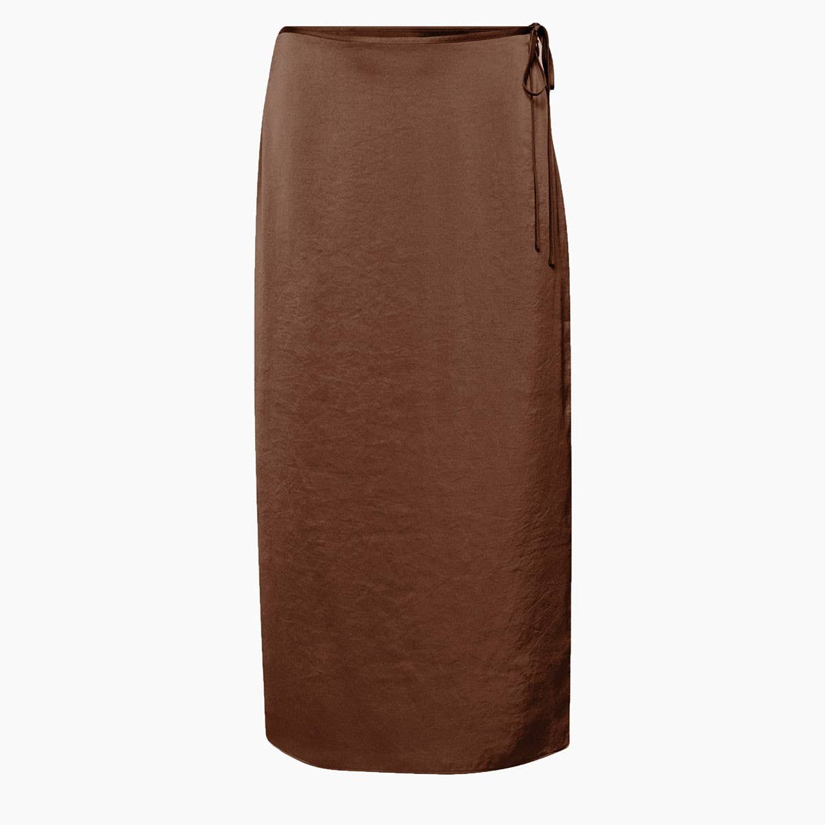 LACE-UP SATIN SKIRT HIGH WAIST SLIT STRAIGHT SKIRT_CWBSS0416