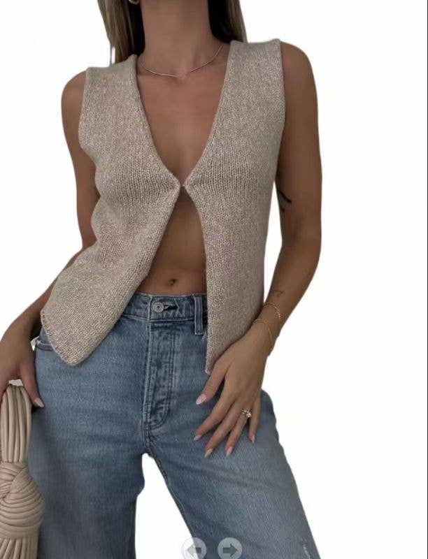 V-neck sleeveless Spice knit top cardigan