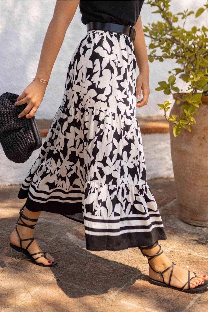 CWBLS0673_BOTANICAL PRINT FLOWY VACATION MAXI SKIRT