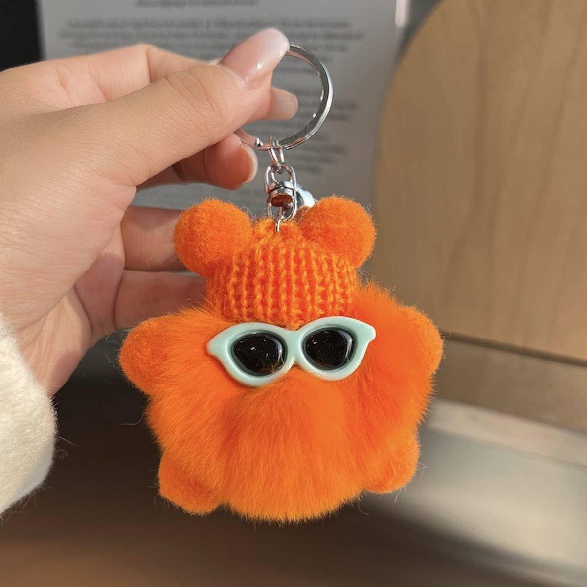 CUTE RABBIT FUR BRIQUETTES CAR KEYCHAIN PENDANT