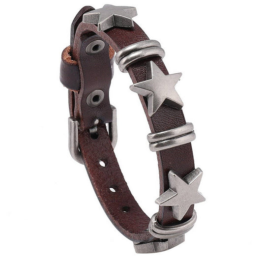 FIVE-POINTED STAR RETRO COWHIDE CREATIVE BRACELET