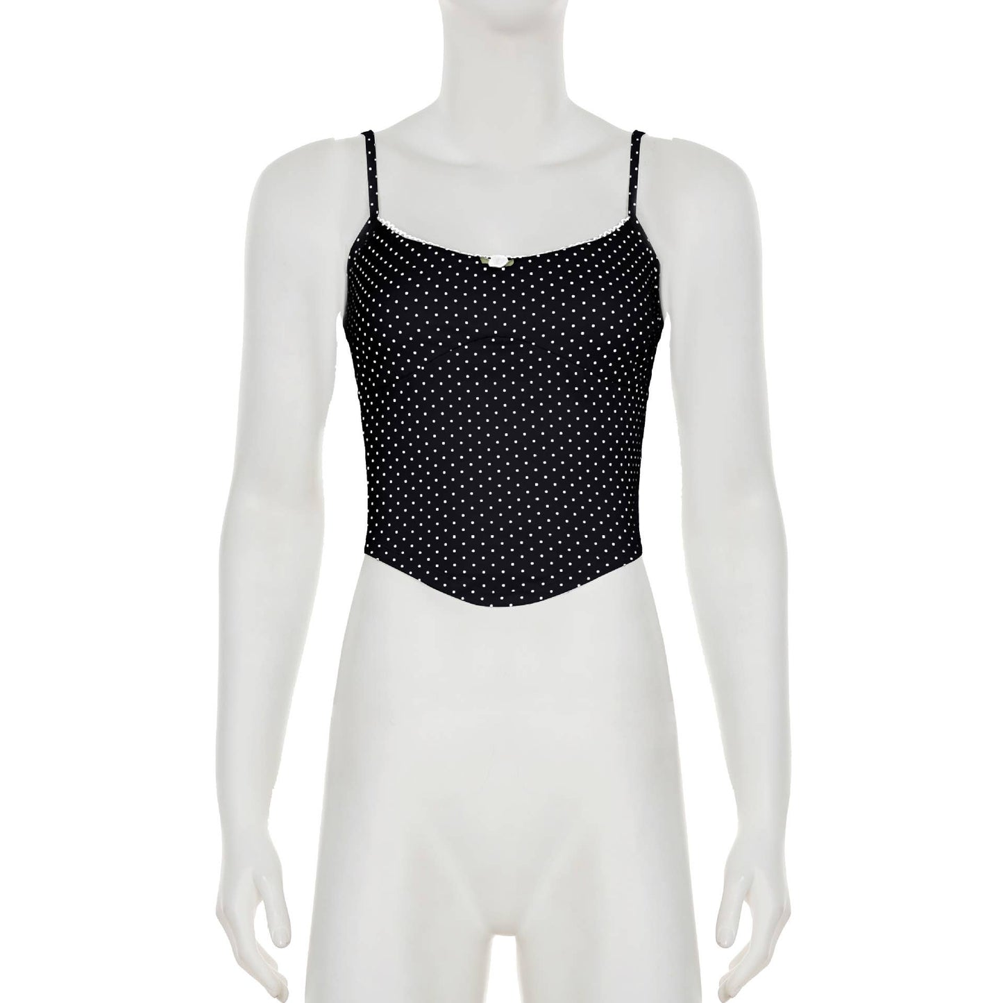 Sleeveless irregular waist polka-dot camisole