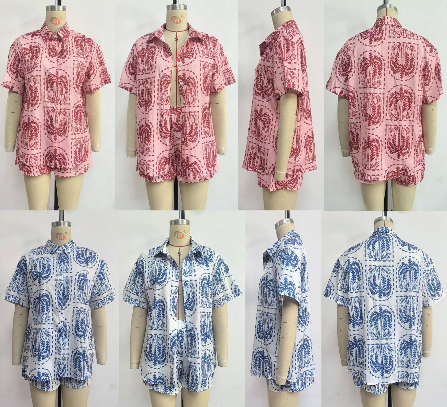 PRINTED SHORT SLEEVE CARDIGAN AND SHORTS SUIT