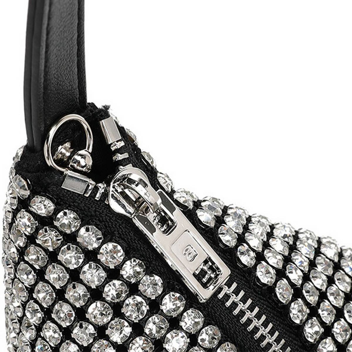 RHINESTONE UNDERARM HALF CIRCLE EVENING BAG_CWAB3588