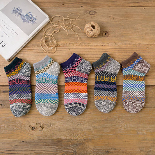 5PCS/SET ALPACA VINTAGE FLORAL PATTERN SOCKS_CWMS0207