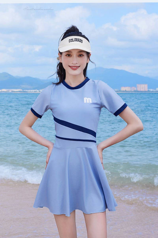 CWMW0858_LETTERING PRINTED ONE-PIECE DRESS-STYLE SWIMSUIT