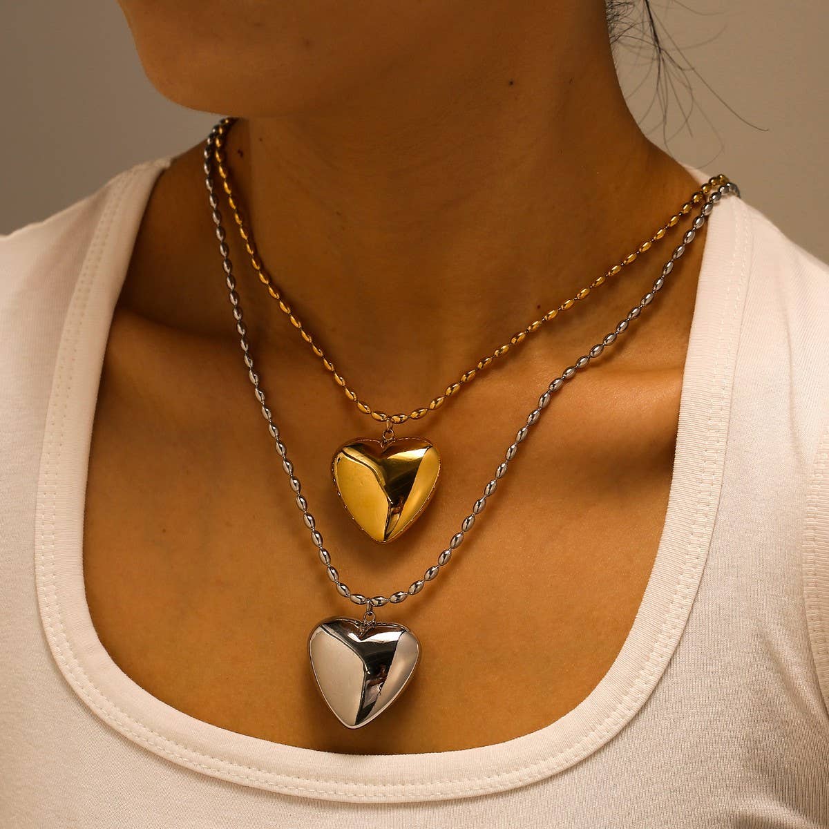 Modern Stainless Steel Heart Pendant Necklace