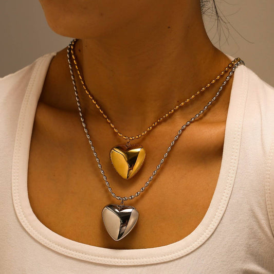 Modern Stainless Steel Heart Pendant Necklace