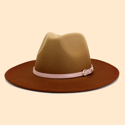 WOMEN MINIMALIST WARM COLOR MATCHING PANAMA HAT_CWAH0713