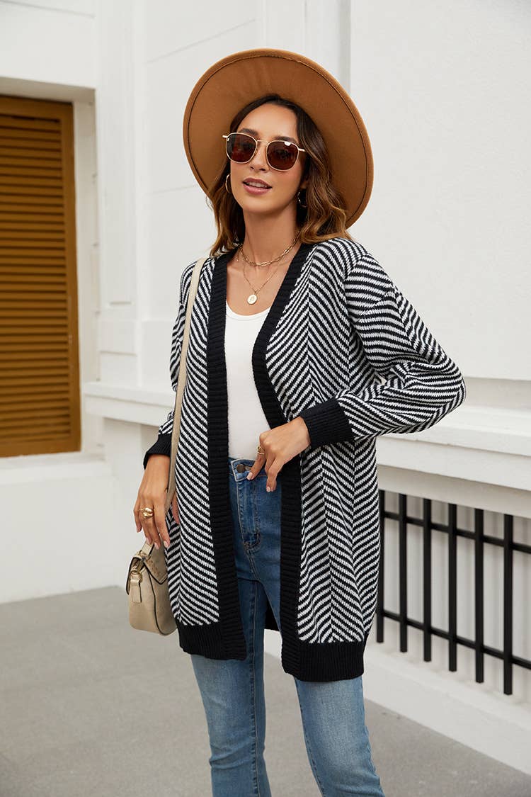 SLOUCHY STRIPED COLOR CARDIGAN