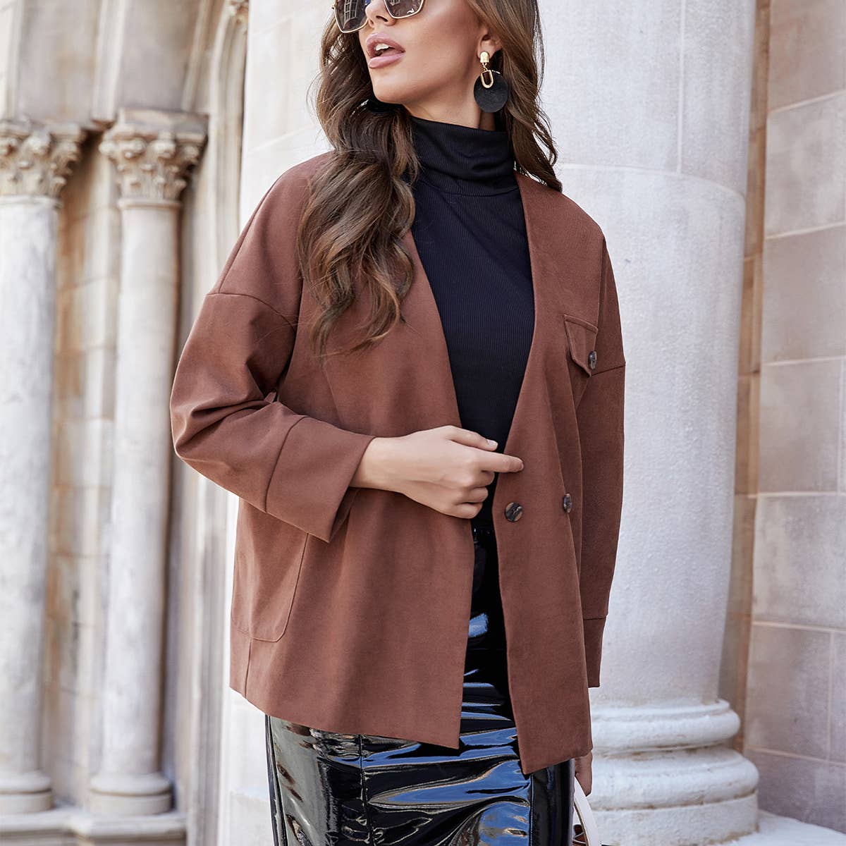 TEMPERAMENT BUTTON LONG SLEEVE KNIT CARDIGAN