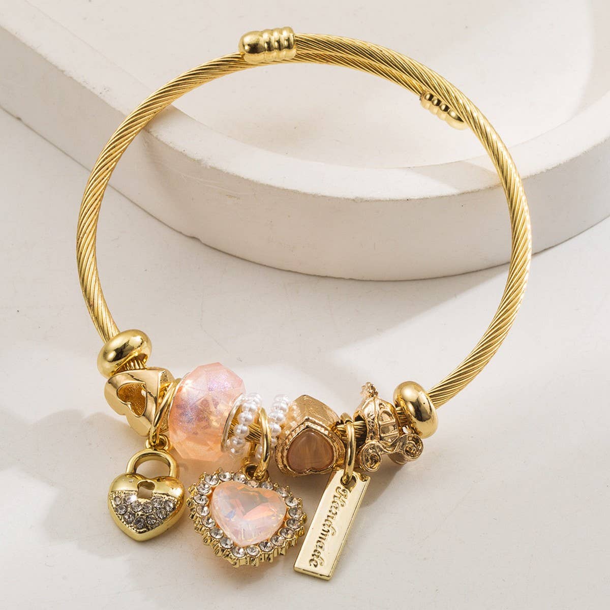 Minimalist Crystal Heart Beaded Couple Bracelet