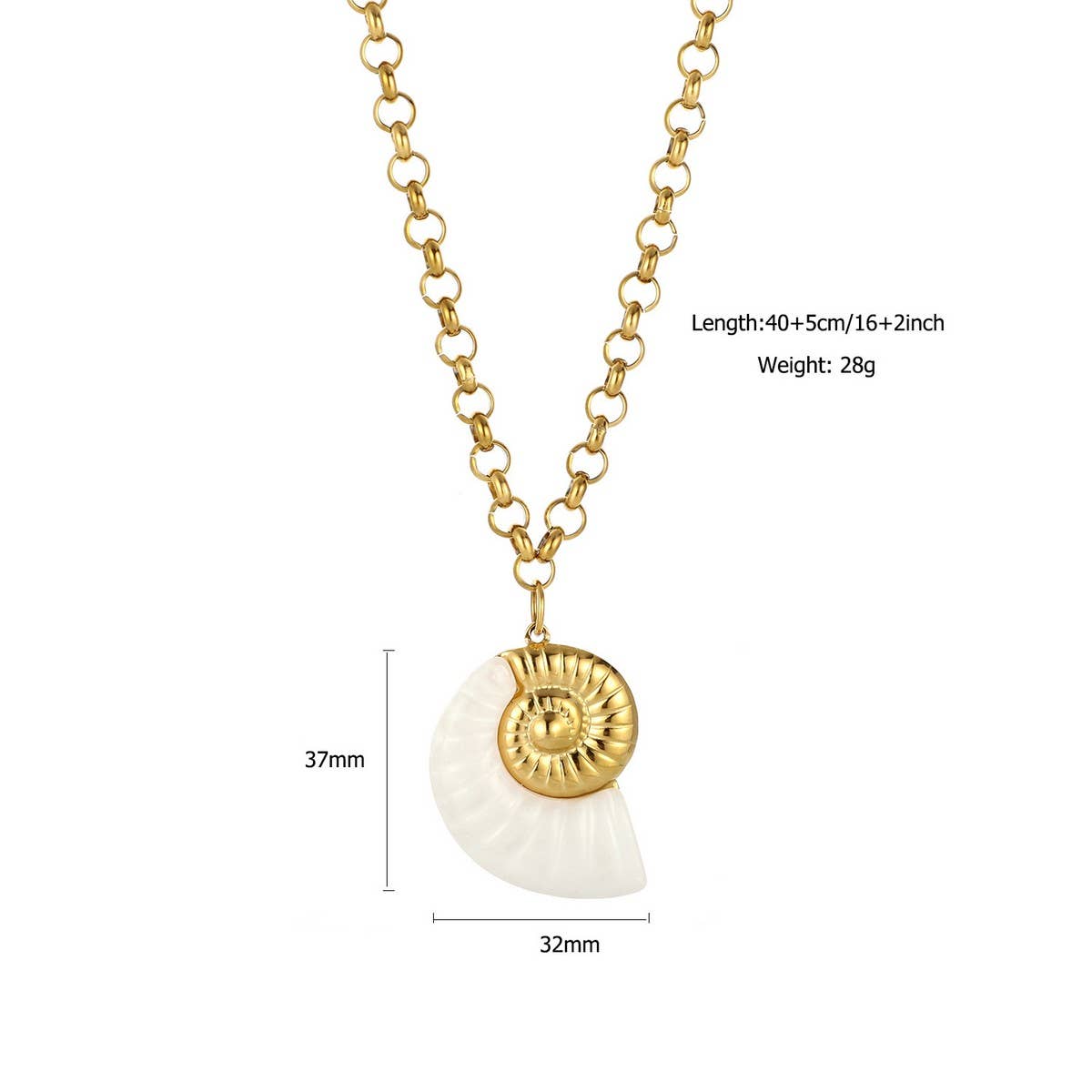 Bold Ocean Steel Necklace with Starfish & Shell_CWMM8852