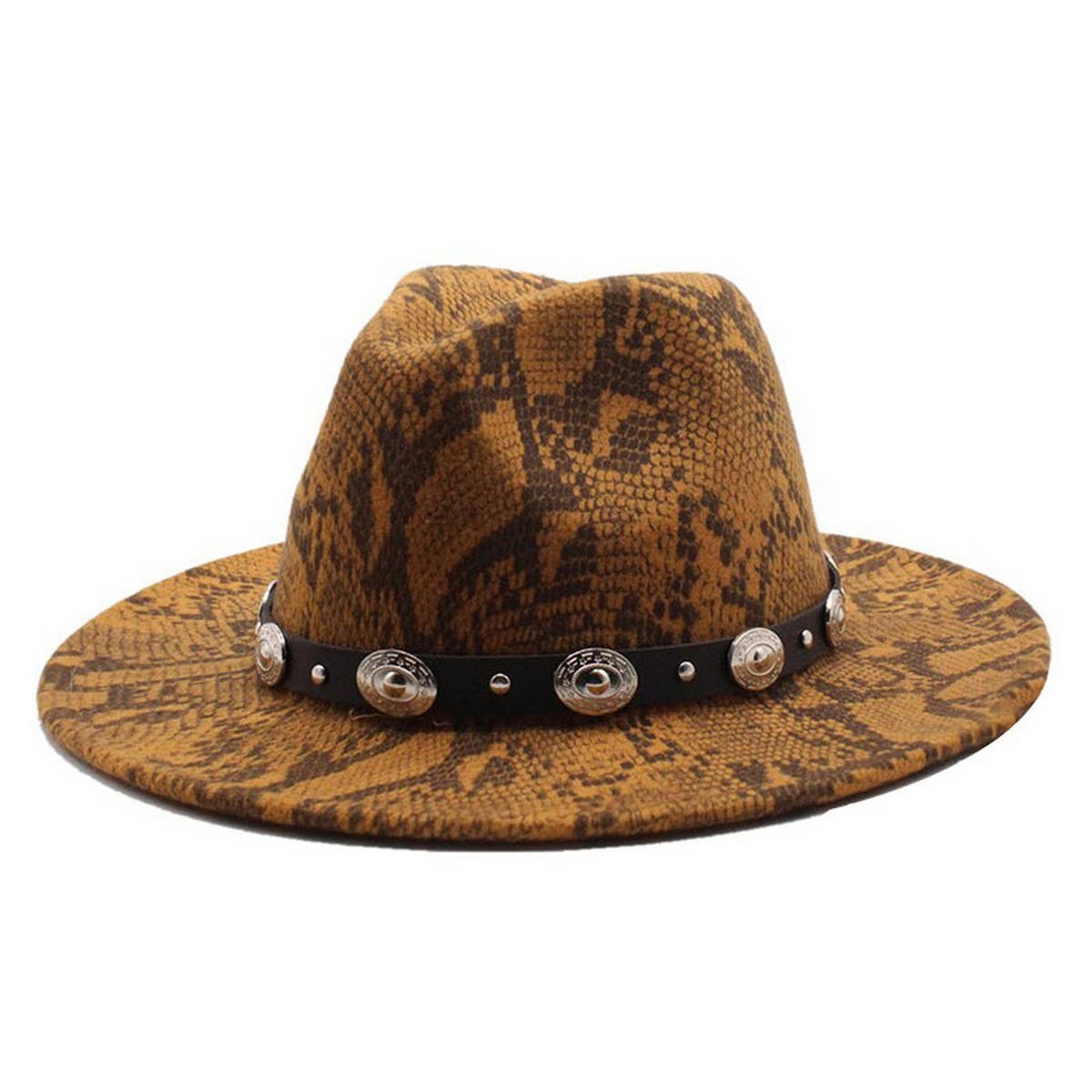 SNAKE PRINT HAT FLAT BRIM HAT JAZZ HAT WOOLEN HAT_CWAH2587