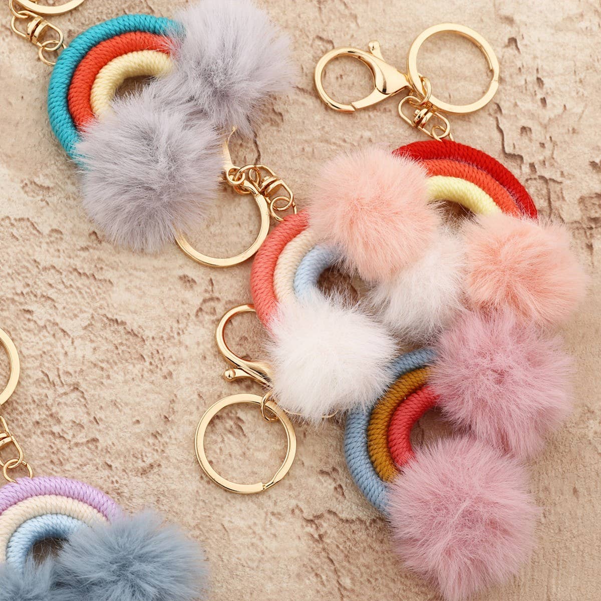 Keychain Cotton Woven Car Pendant Boho Pom Pom_CWAB5017