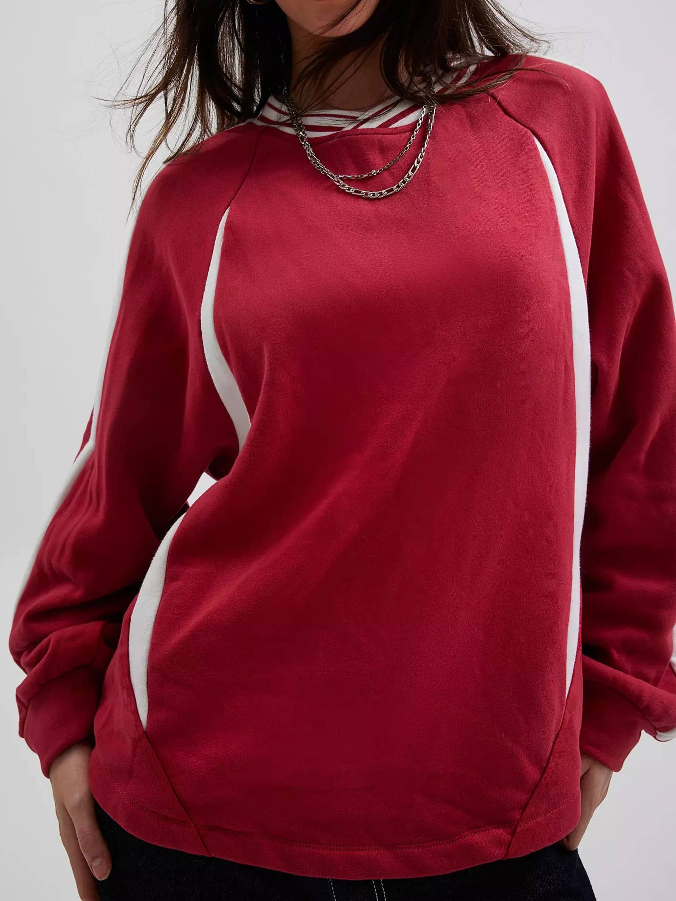 Design Color Contrast Pullover Hoodie