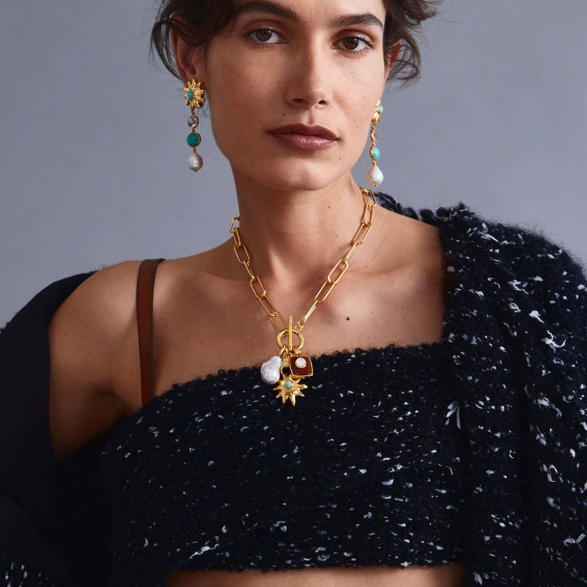 SIMPLE COLORFUL MULTI-PENDANT NECKLACE FOR WOMEN_CWMM3789