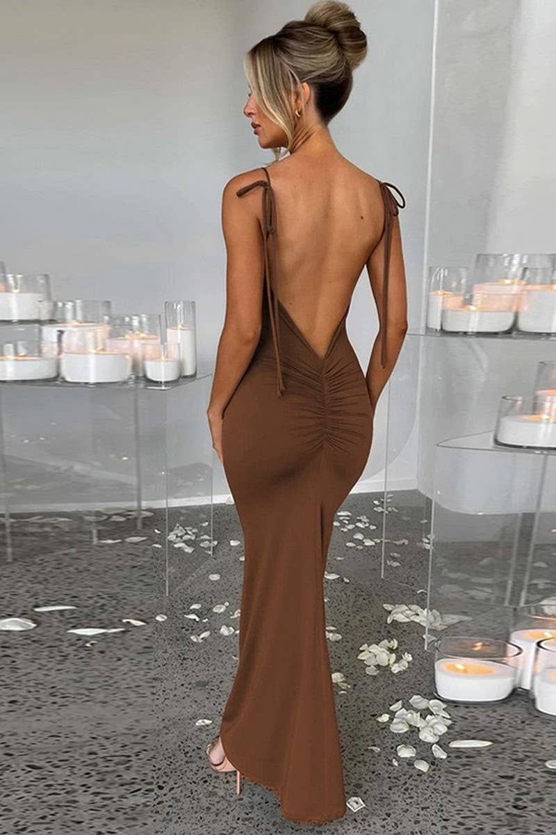 CWDMD4949_SEXY BACKLESS RUCHED SLIP DRESS