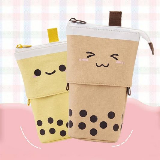 CUTE MILK TEA RETRACTABLE PULL-DOWN PENCIL BAG