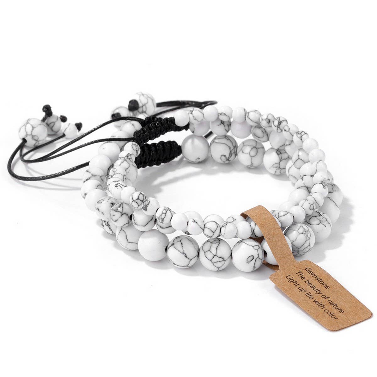 CWAJE4234_NATURAL STONE BEADS BRAIDED THREE-PIECE BRACELET