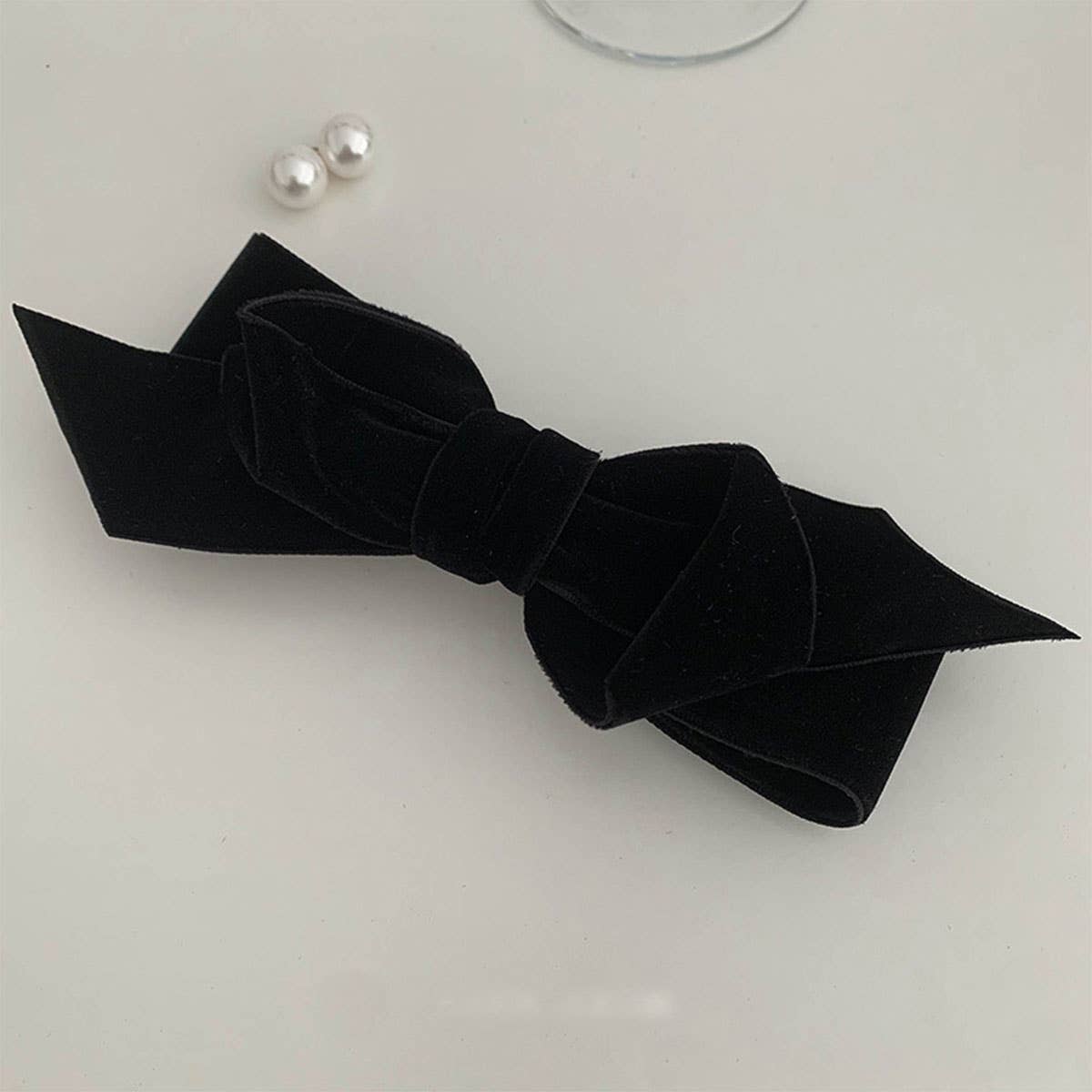 Velvet bow bangs clip back hair accessories