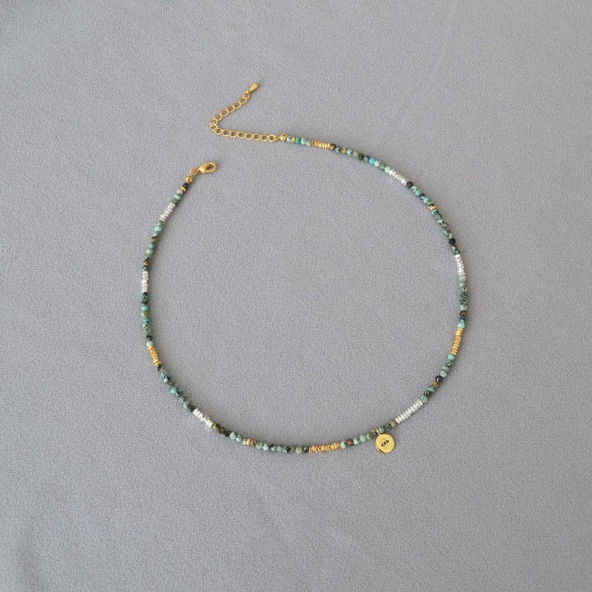 VINTAGE TURQUOISE AND SILVER BEADED NECKLACE
