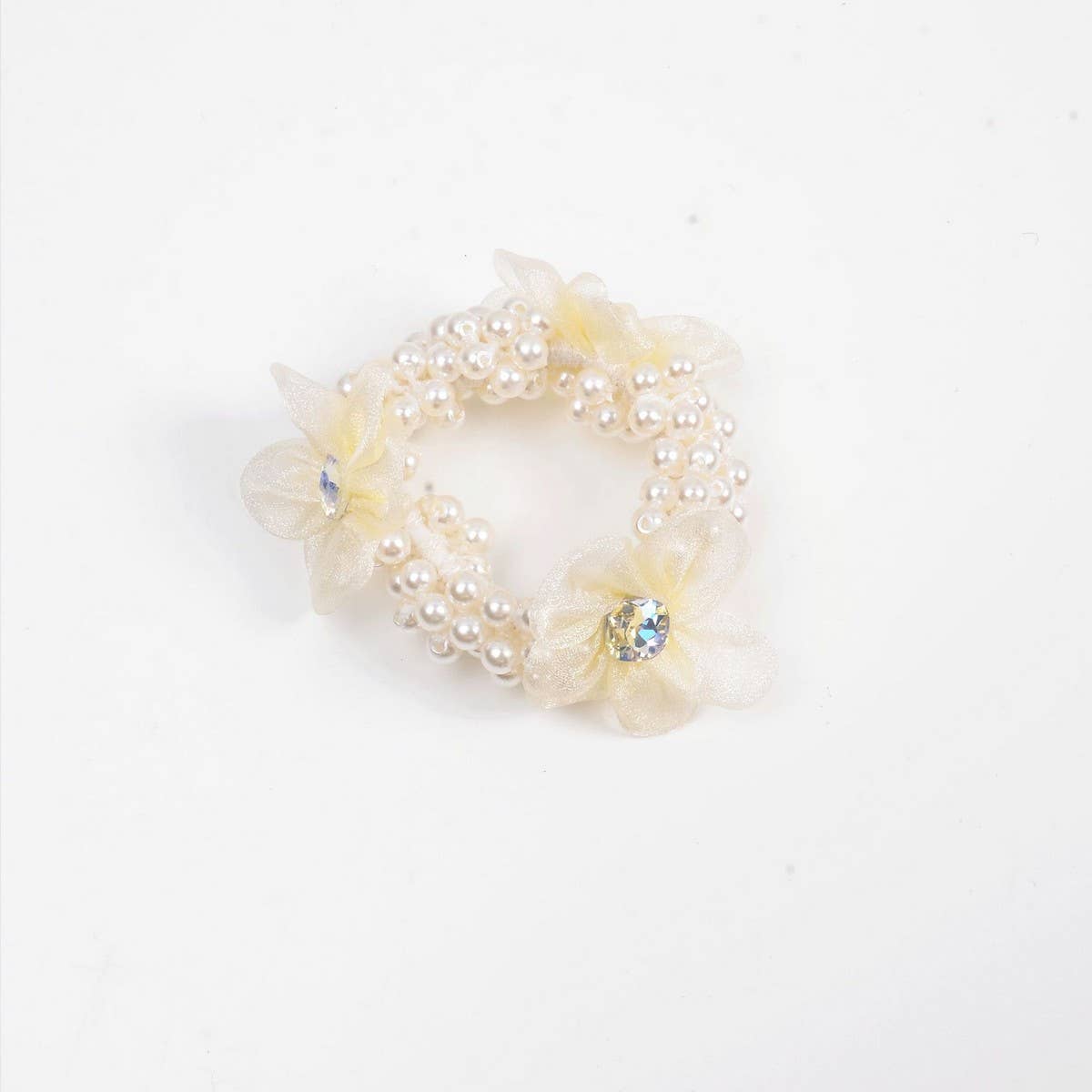 Elegant Pearl Organza Hair Tie for Women