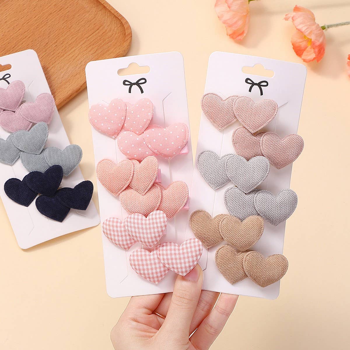 Cute Heart Hair Clip Set for Girls ? Warm Colors