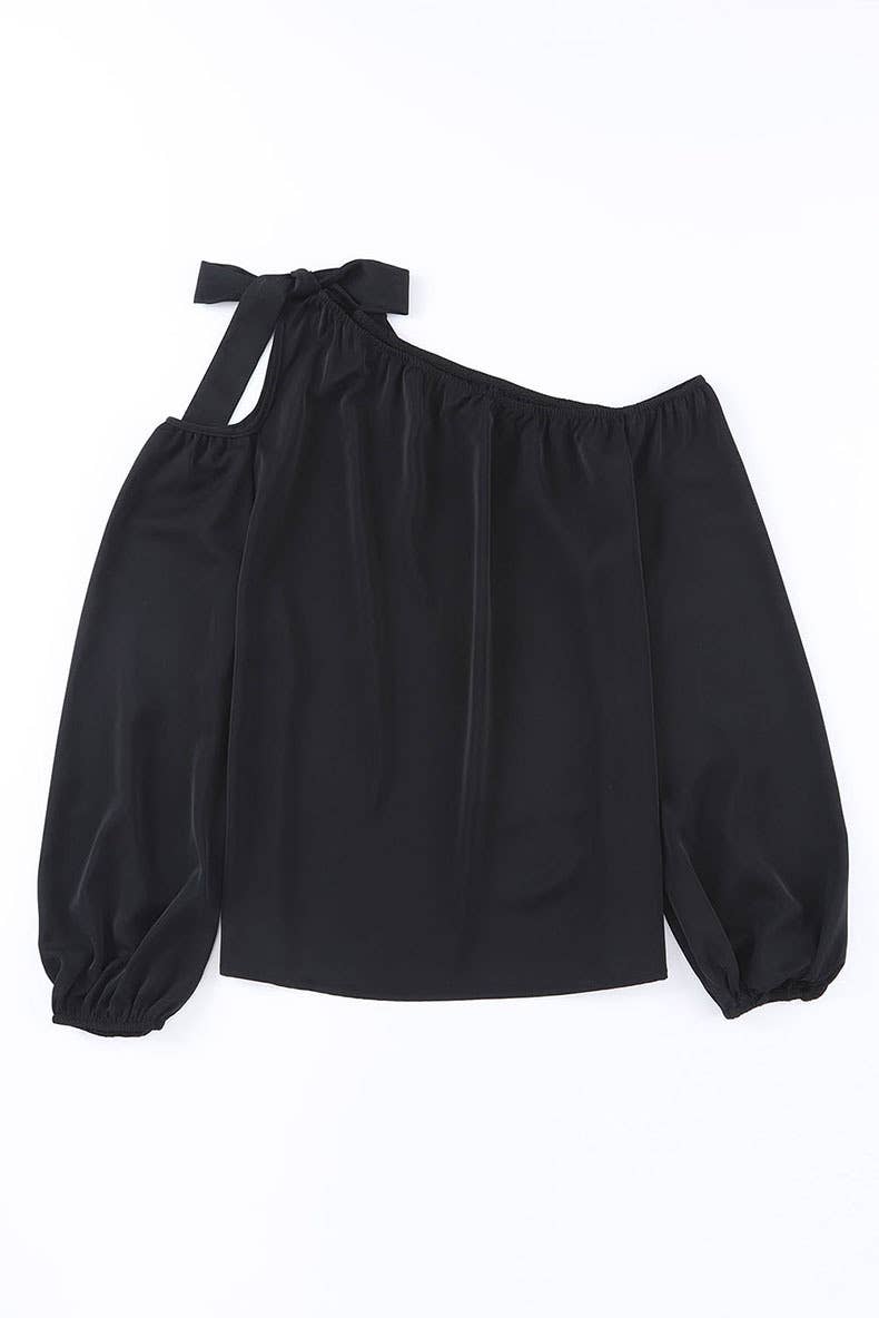 SOLID COLOR KNOTTED OFF-THE-SHOULDER TOP