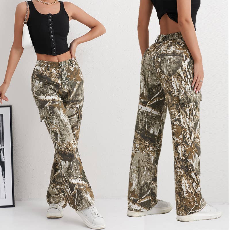 High-waisted straight-leg wide-leg pants