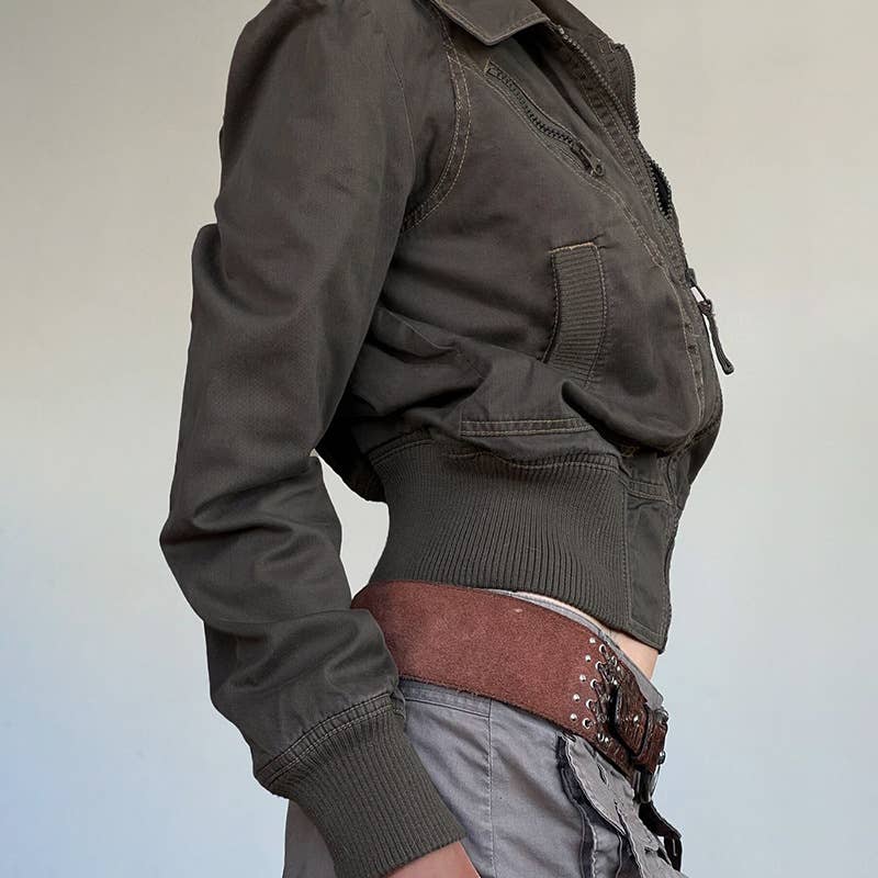 Zipper collar design feeling short jacket