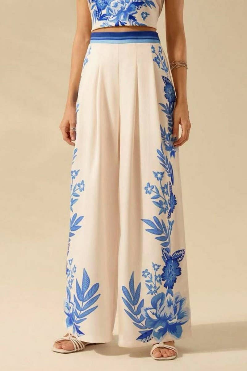 CWBLP2032_FLORAL PRINT LOOSE HIGH-WAIST WIDE LEG PANTS