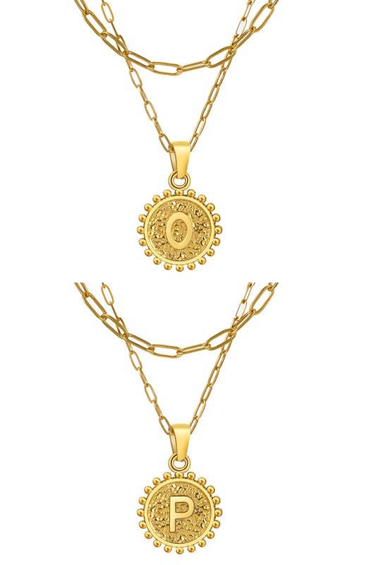 DOUBLE CHAIN INITIALS PENDANT NECKLACE