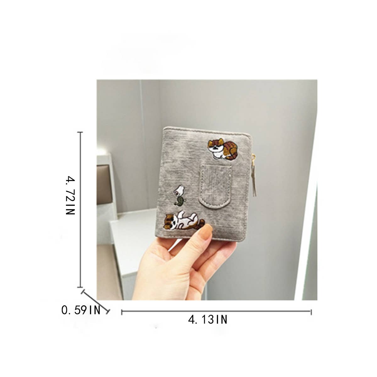 NEW RETRO EMBROIDERED CAT SHORT WALLET_CWAB2569