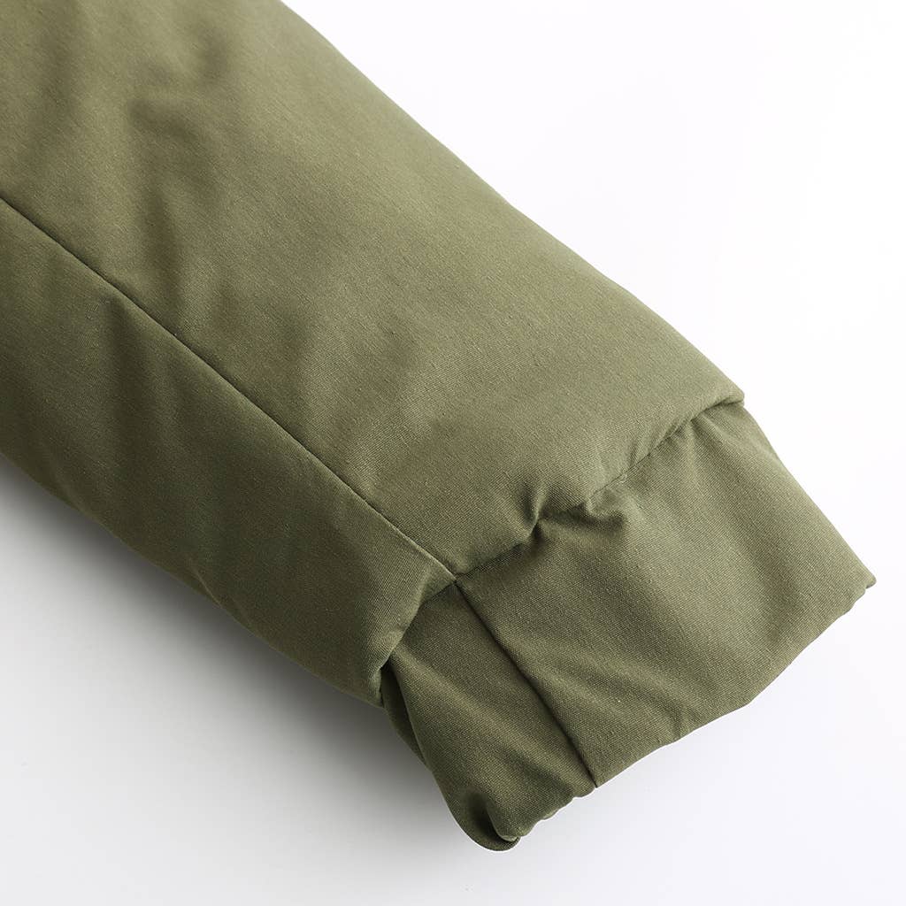 HOODED WARM PADDED JACKET WITH FLEECE