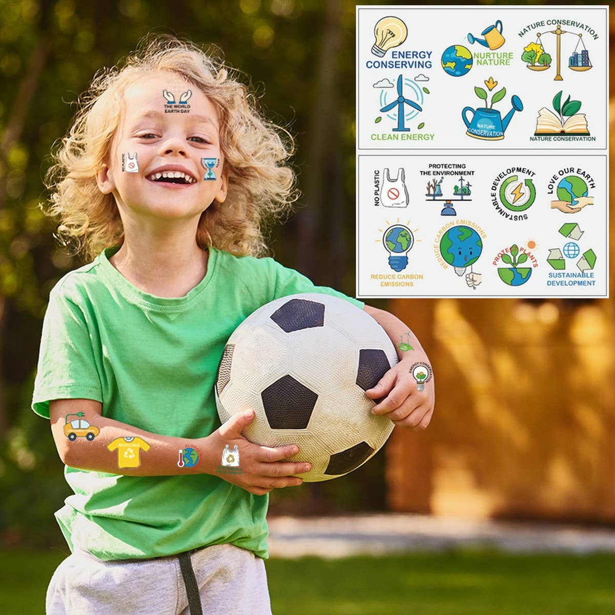 Earth Day Green Plant Face Tattoos Waterproof