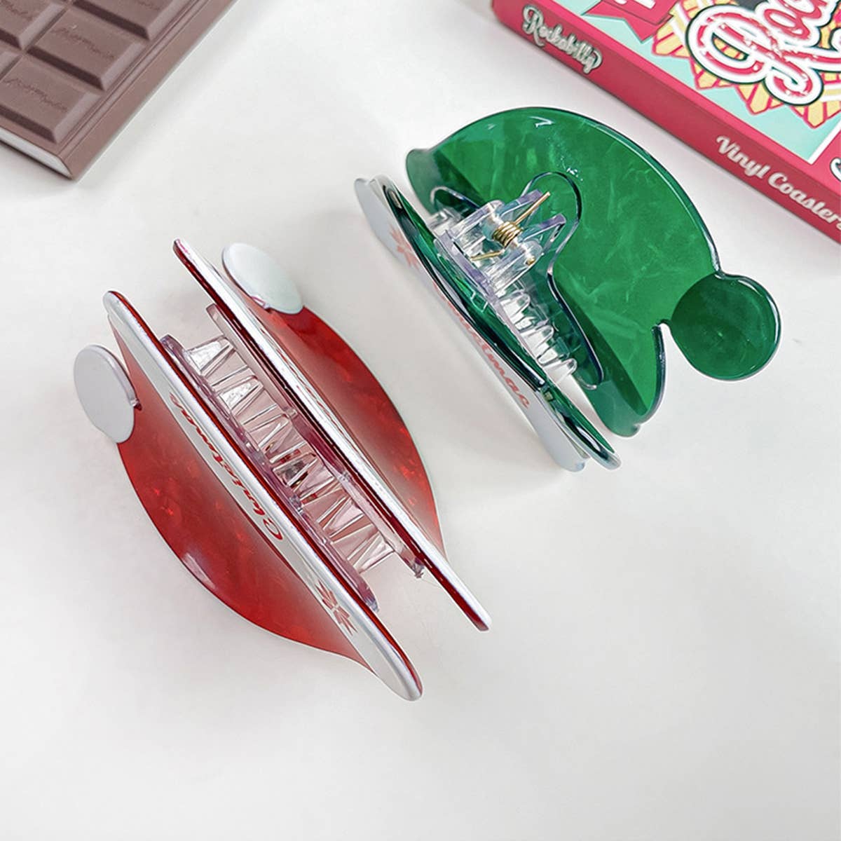 CHRISTMAS CARTOON PRINT SANTA HAT HAIRPIN_CWAHA1581