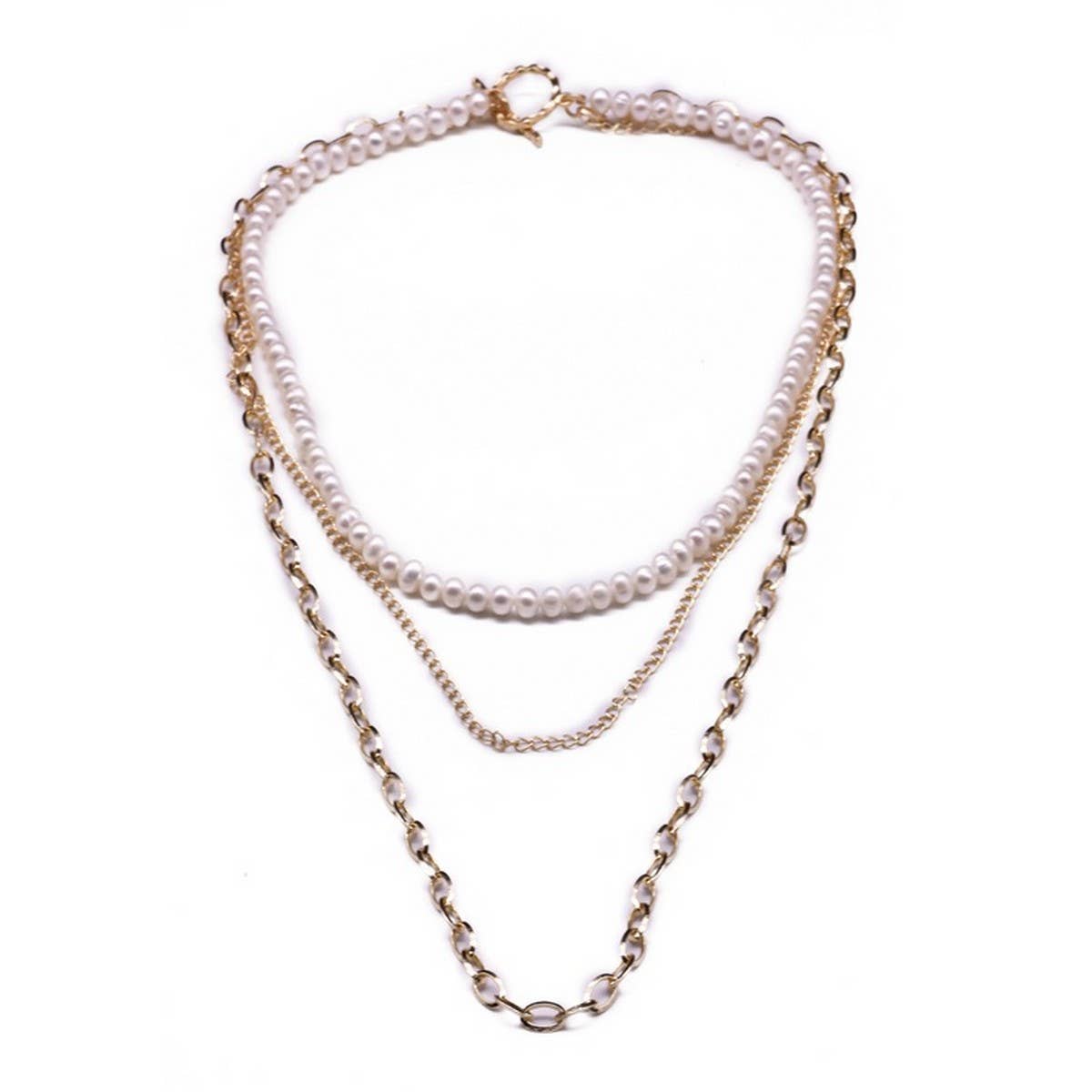 MULTI-LAYERED SIMPLE PEARL SWEATER NECKLACE