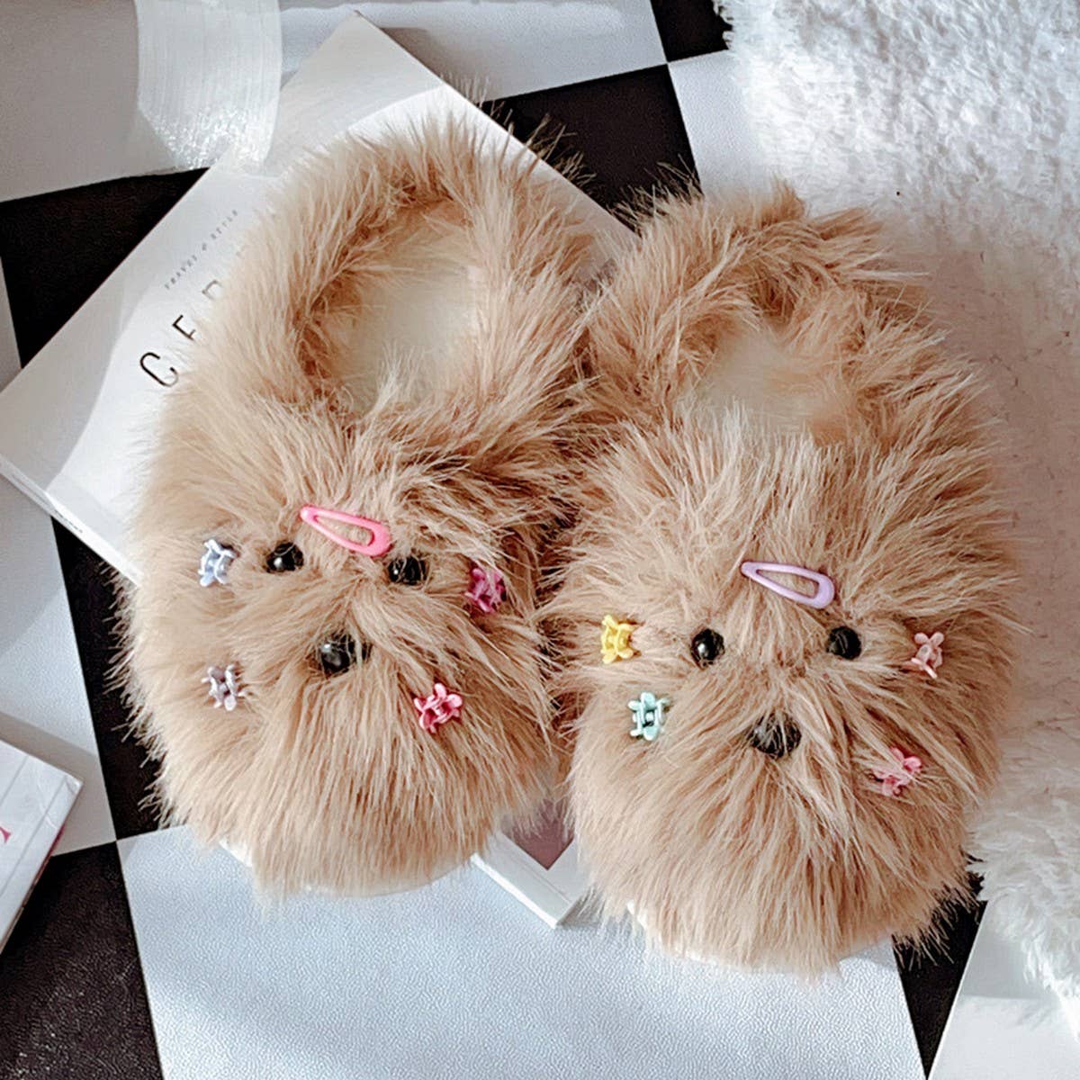 WARM AND CUTE FURRY NON-SLIP THICK-SOLED SLIPPERS