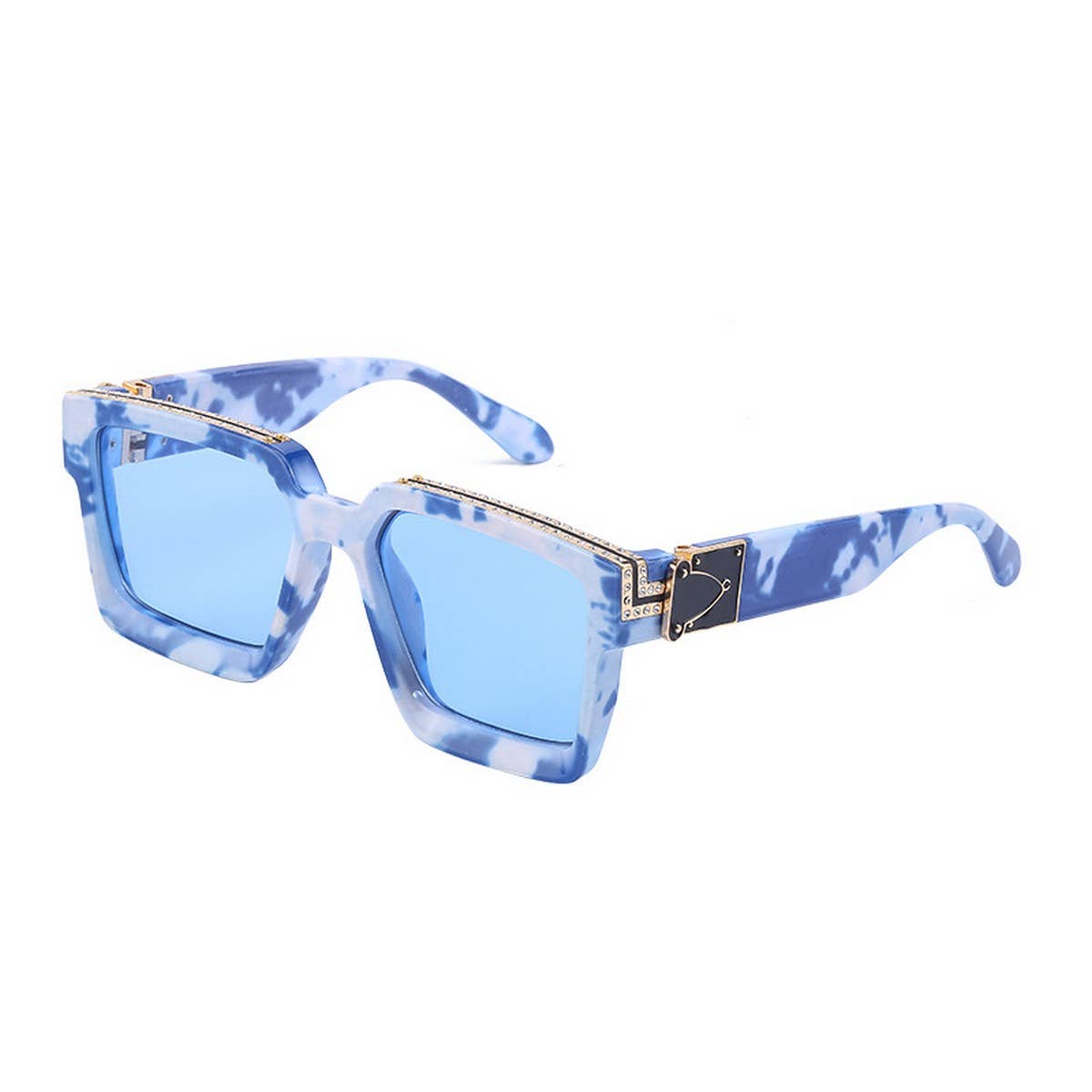 LARGE SQUARE FRAME SUNGLASSES WITH DIAMONDS