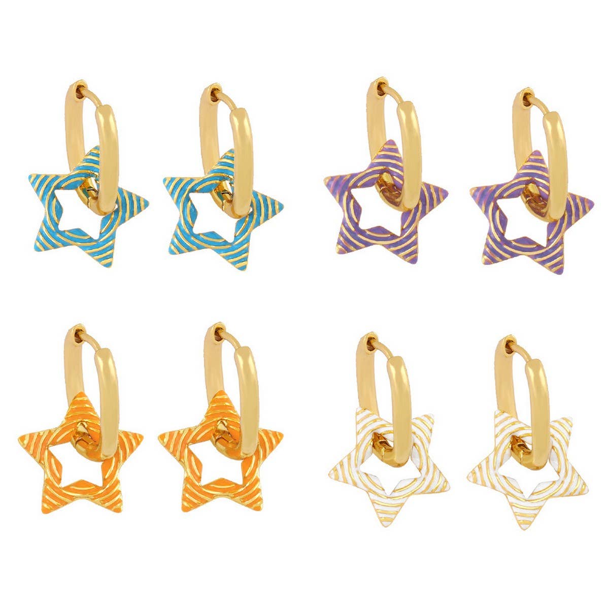COLORFUL OIL DROP STAR SHAPED EARRINGS